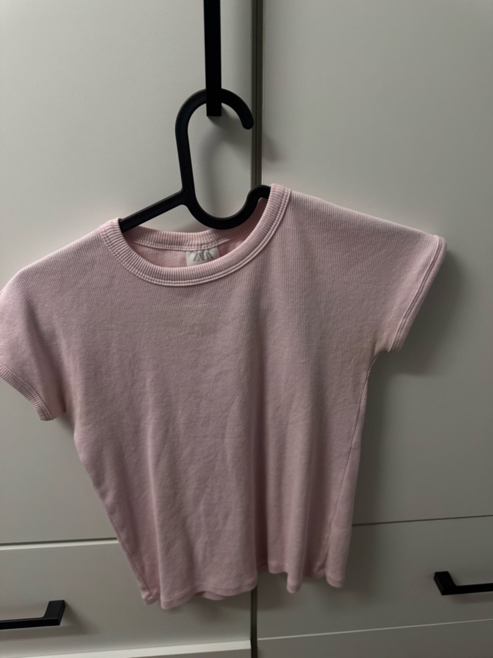 Zara Kids Pale Pink Ribbed Short Sleeve Tee
